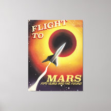 Vol vers Mars ! poster de science-fiction vintage