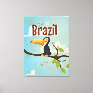 Toile Vol vintage vers le Brésil Toucan Travel Poster
