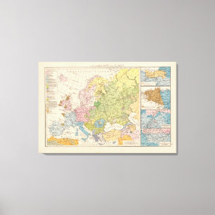 Toile Volkerkarte von Europa, carte de l'Europe