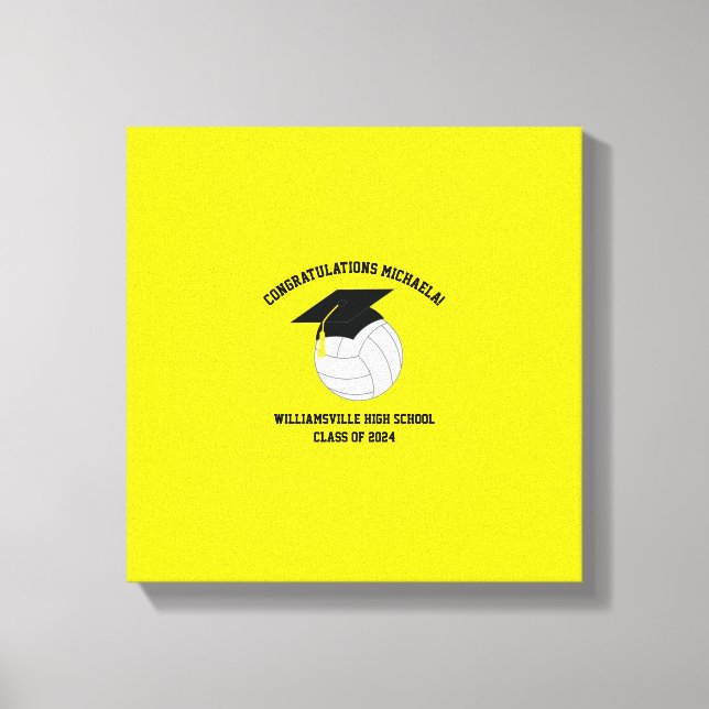 Toile Volleyball Graduation Sports Jaune (Recto)