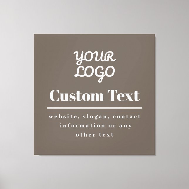 Toile Votre Logo Moderne Rétro Beige & Gris Clair (Recto)