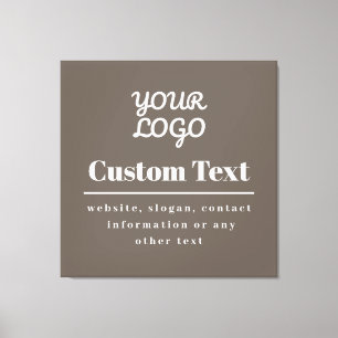 Toile Votre Logo Moderne Rétro Beige & Gris Clair