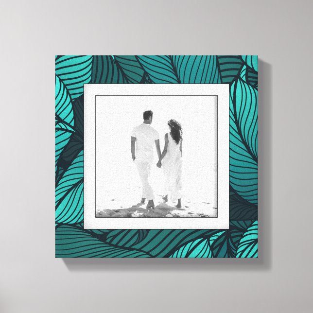 Toile Votre photo Feuilles Turquoises (Recto)