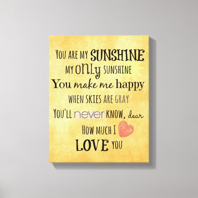Toile Vous êtes ma Sunshine Word Art Typographie (Recto)