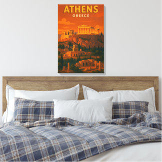 Toile Voyage à Athènes Grèce Rétro