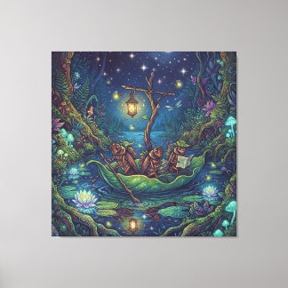 Toile Voyage dans l'inconnu | Forêt nocturne enchantée