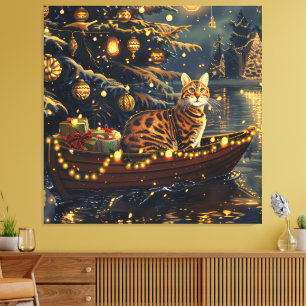 Toile Voyage de fête de Noël du chat du Bengale