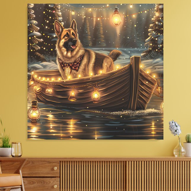 Toile Voyage de Noël du berger allemand (Insitu(Salon))