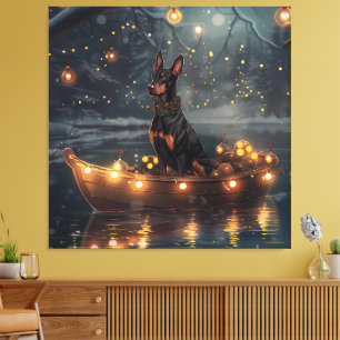 Toile Voyage de Noël festif du Doberman