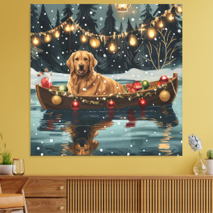 Toile Voyage de Noël Festif du Golden Retriever