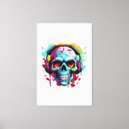 Toile VOYAGE DJ POP ART SKULS ACrylique