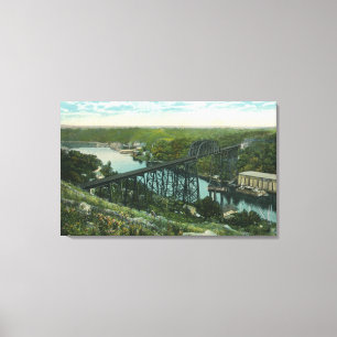 Toile Vue aérienne de crique de Rondout et de pont de