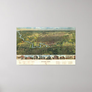 Toile Vue aérienne de Houston, Texas (1891)