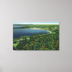 Toile Vue aérienne de lac Massabesic près de ville