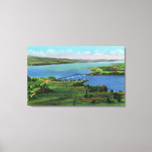 Toile Vue aérienne de nouveau pont reliant NY et VT