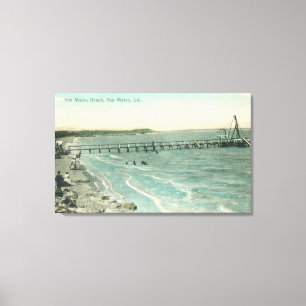 Toile Vue aérienne de San Mateo Beach et Pier