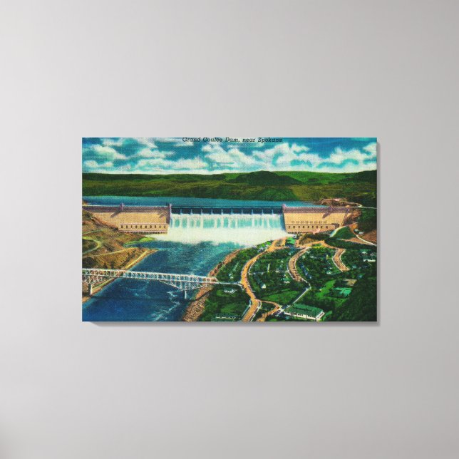 Toile Vue aérienne du barrage de Grand Coulee (Recto)