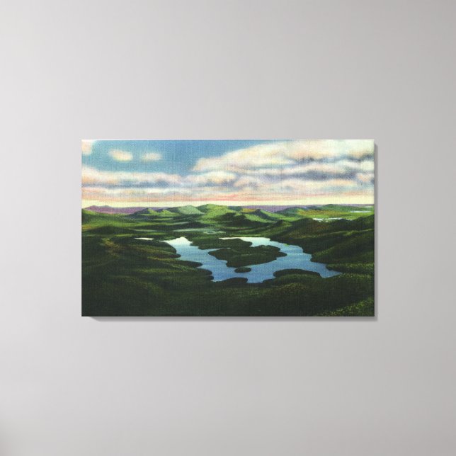 Toile Vue aérienne du lac Placid (Recto)