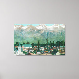 Toile Vue aérienne du secteur résident de la ville