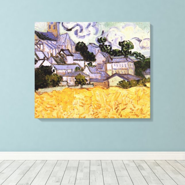 Toile Vue d'Auvers avec l'église par Vincent van Gogh (Insitu (Plancher de Bois))