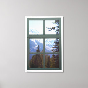 Toile Vue de fenêtre de Faux de nature de montagnes