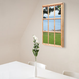Toile Vue de la fenêtre de l'effet 3D Sea and Grass