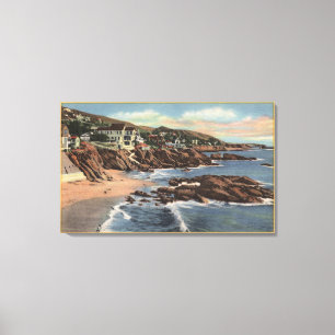 Toile Vue de plage de voûte avec des maisons