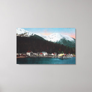Toile Vue de ville avec les ressorts de DocksTenakee, AK