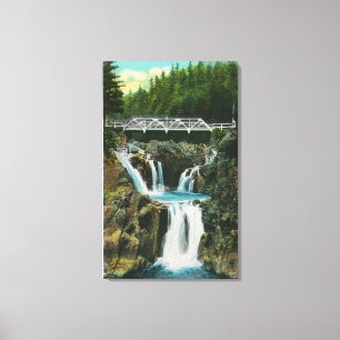 Toile Vue des automnes et du pont de roche de fente