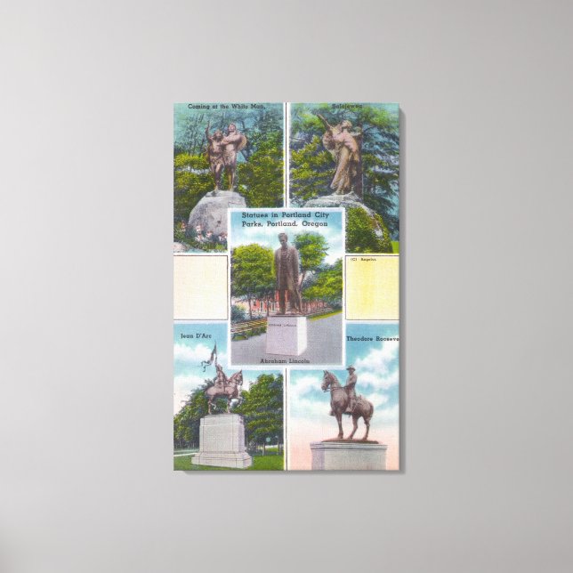Toile Vue des statues dans les parcs de Portland City (Recto)