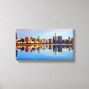 Toile Vue d'horizon de Chicago avec la réflexion