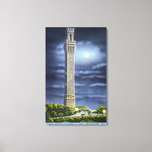 Toile Vue du Mémorial du pèlerin à la nuit (Recto)