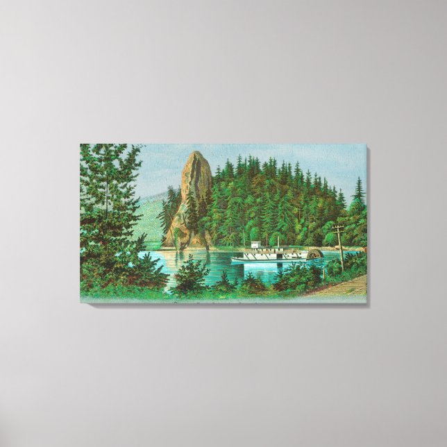 Toile Vue du Rooster Rock et Riverboat (Recto)