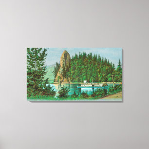 Toile Vue du Rooster Rock et Riverboat