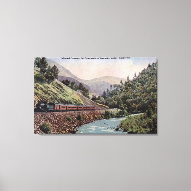 Toile Vue du train entrant dans la vallée de Yosemite (Recto)
