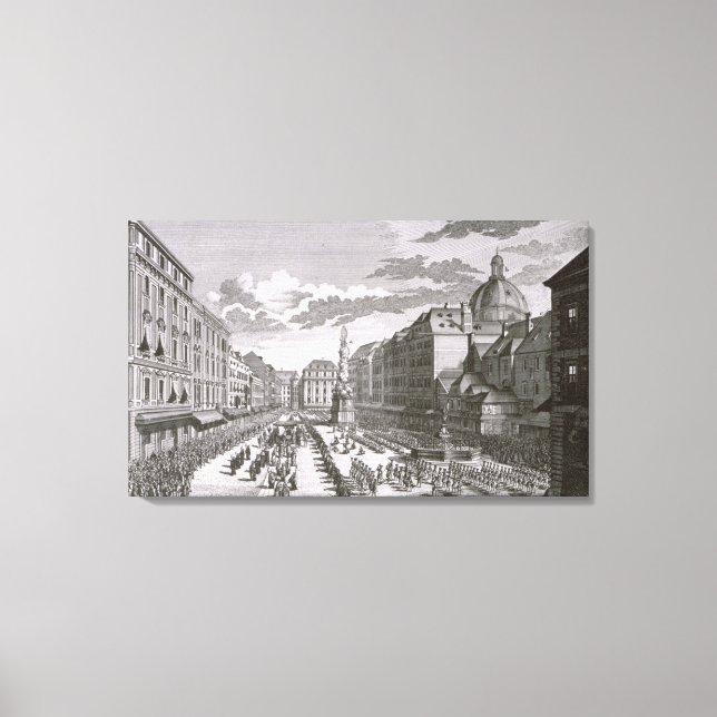 Toile Vue d'une procession dans le Graben (Recto)