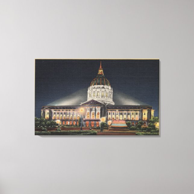 Toile Vue en soirée de l'hôtel de ville (Recto)