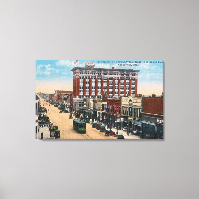 Toile Vue Est de Central AvenueGreat Falls, MT (Recto)