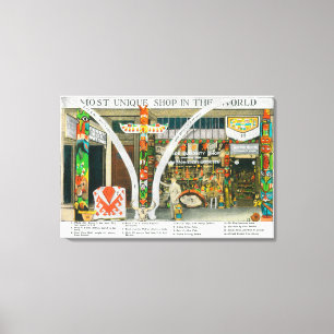 Toile Vue extérieure de magasin d'antan de curiosité d