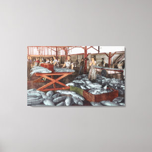 Toile Vue intérieure d'une fabrique de conserves