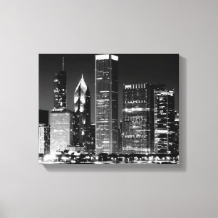 Toile Vue nocturne du célèbre paysage urbain de Chicago