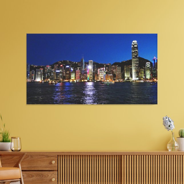 Toile Vue nocturne sur le front de mer de Hong Kong (Insitu(Salon))