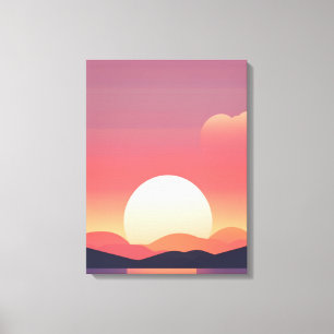 Toile Vue paisible sur le lac du coucher du soleil