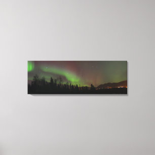 Toile Vue panoramique des aurores boréales en Alaska