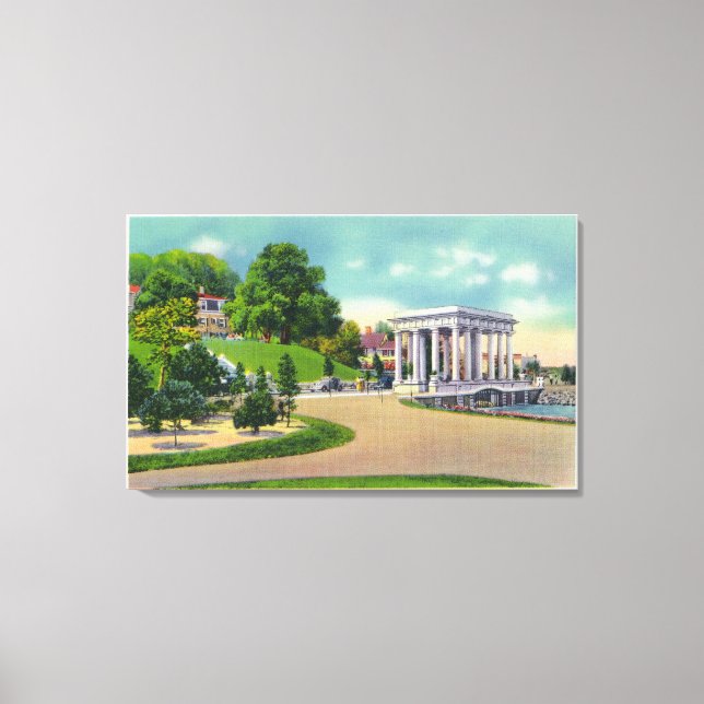 Toile Vue sur Coles Hill et Plymouth Rock Portico (Recto)