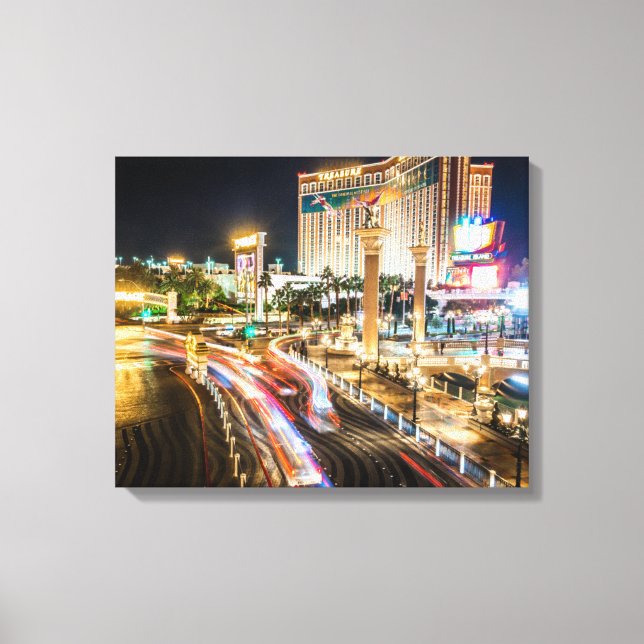 Toile Vue sur Las Vegas Nevada en soirée (Recto)