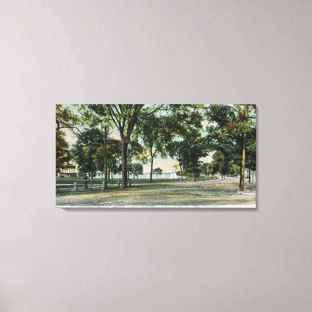 Toile Vue sur le lac Quannapowitt et Lakeside (Recto)