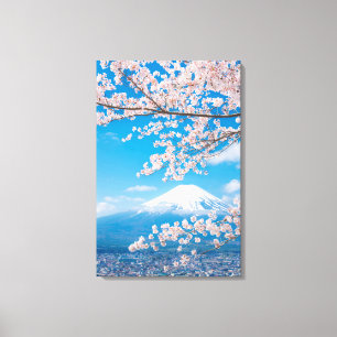Toile Vue sur le Mont Fuji aux fleurs de cerisiers
