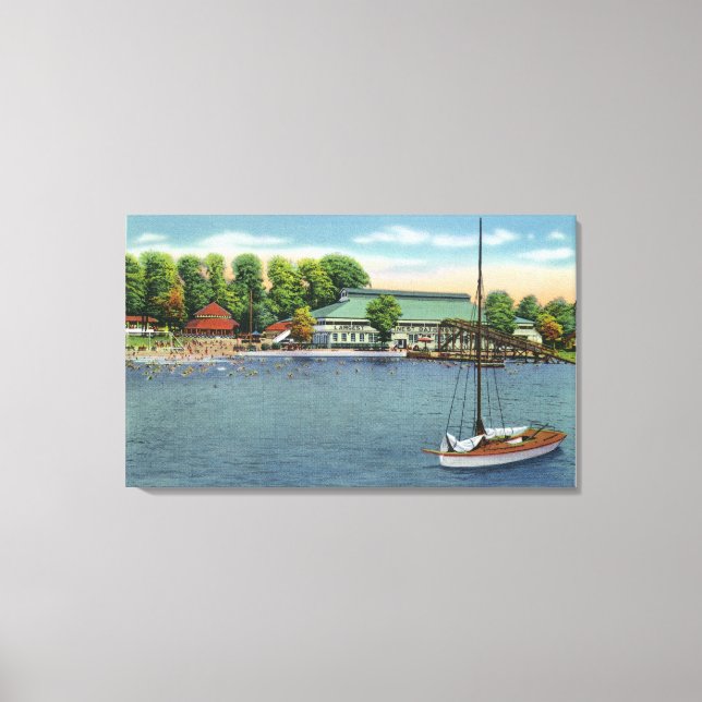 Toile Vue sur Midway Park Beach et Pavilion (Recto)