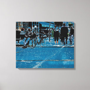 Toile Vue sur rue bleue